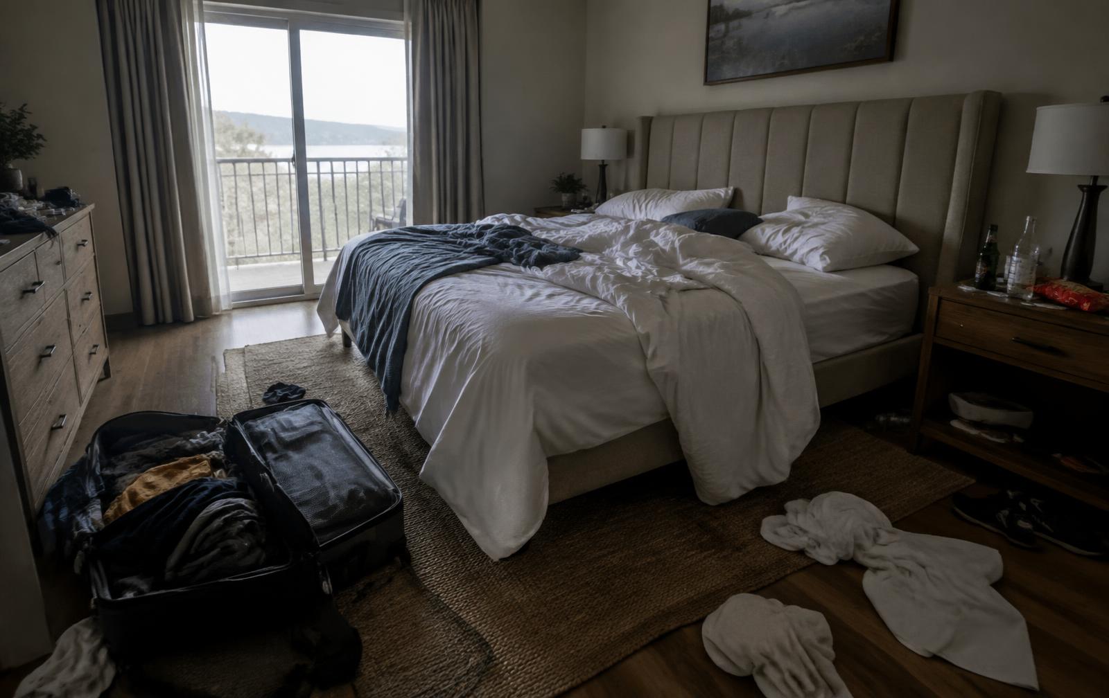 Airbnb bedroom after guests checked out