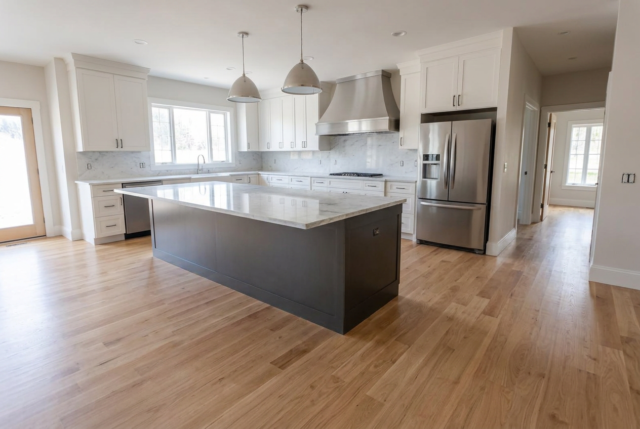 Spotless new kitchen after post-construction cleaning